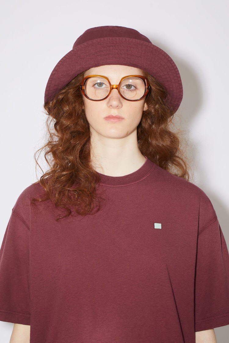 Burgundy / Red Acne Studios Crew Neck Women's T Shirts | RGJO-79243