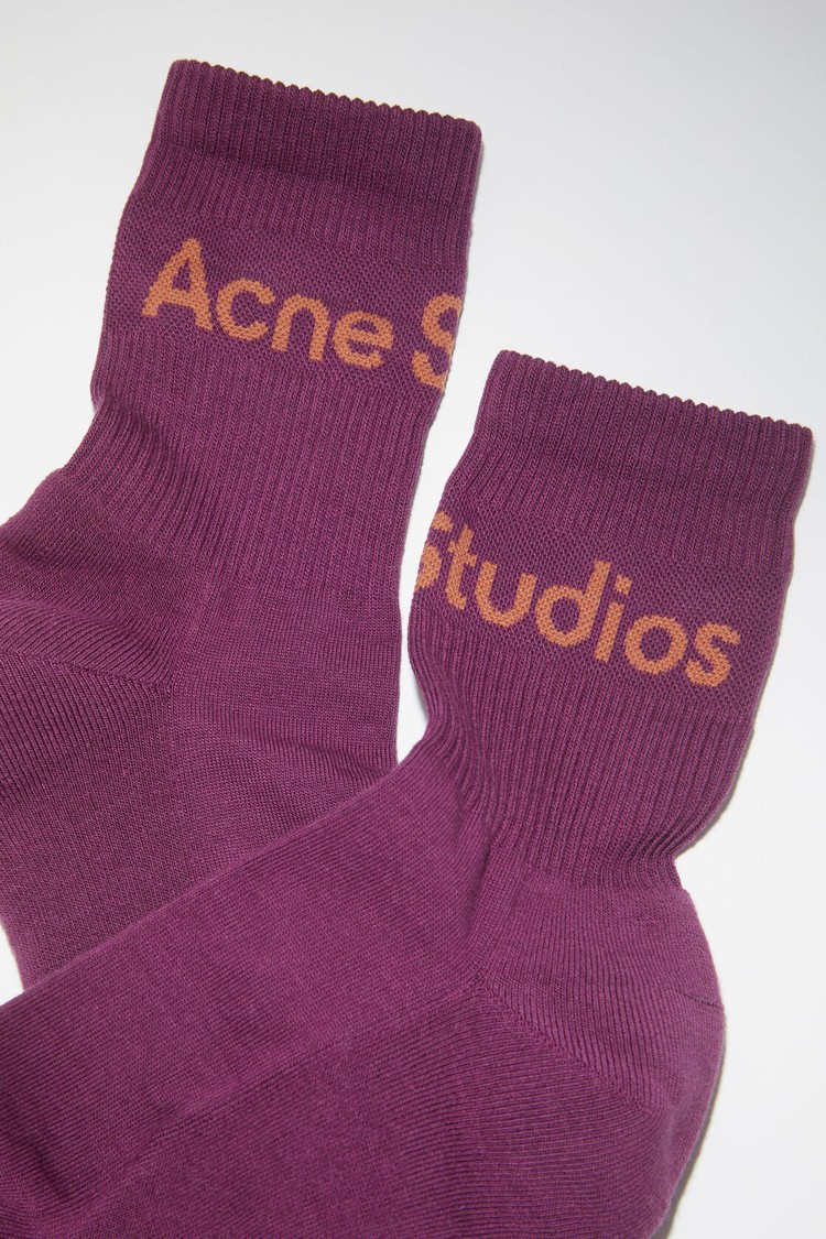 Burgundy / Red / Brown Acne Studios Logo Socks | SWUN-80736