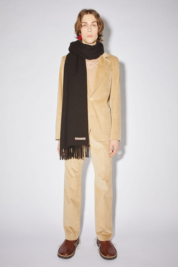 Chocolate / Brown Acne Studios Fringe Wool - Oversized Scarf | VNBH-87251