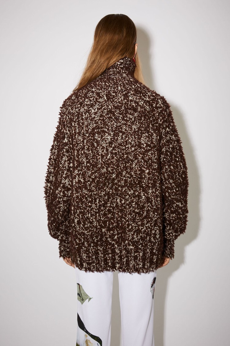 Chocolate / Brown Acne Studios High Neck Tufted Wool Jumper Women's Knitwear | UBEG-09536