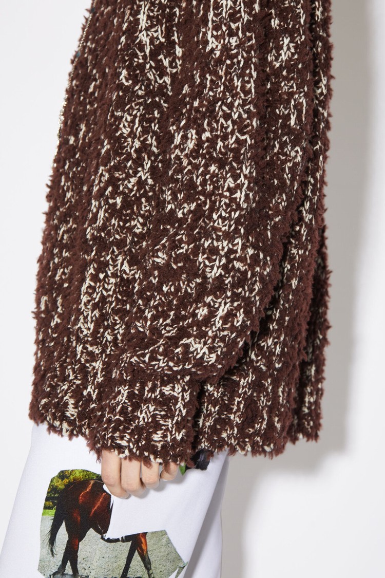 Chocolate / Brown Acne Studios High Neck Tufted Wool Jumper Women's Knitwear | UBEG-09536