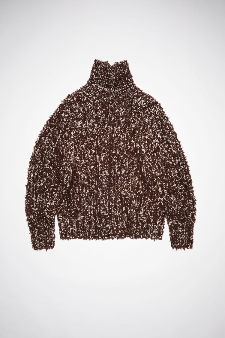 Chocolate / Brown Acne Studios High Neck Tufted Wool Jumper Women's Knitwear | UBEG-09536