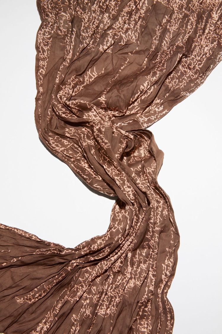 Chocolate / Brown Acne Studios Printed Cotton Silk Scarf | WRLC-20587