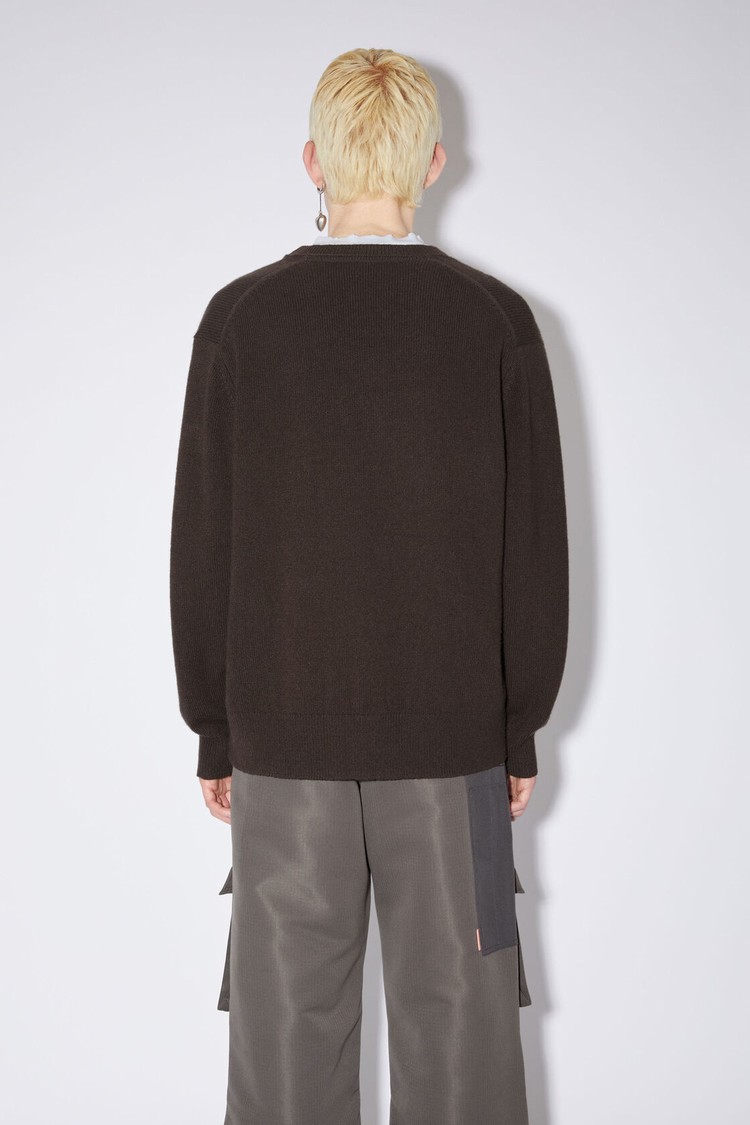 Coffee / Brown Acne Studios V-neck Wool Cashmere Jumper Men's Knitwear | EORK-80492