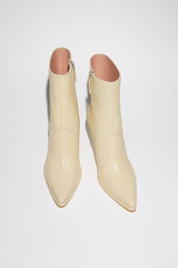 Cream / Beige Acne Studios Heel Women's Ankle Boots | HZGX-65109