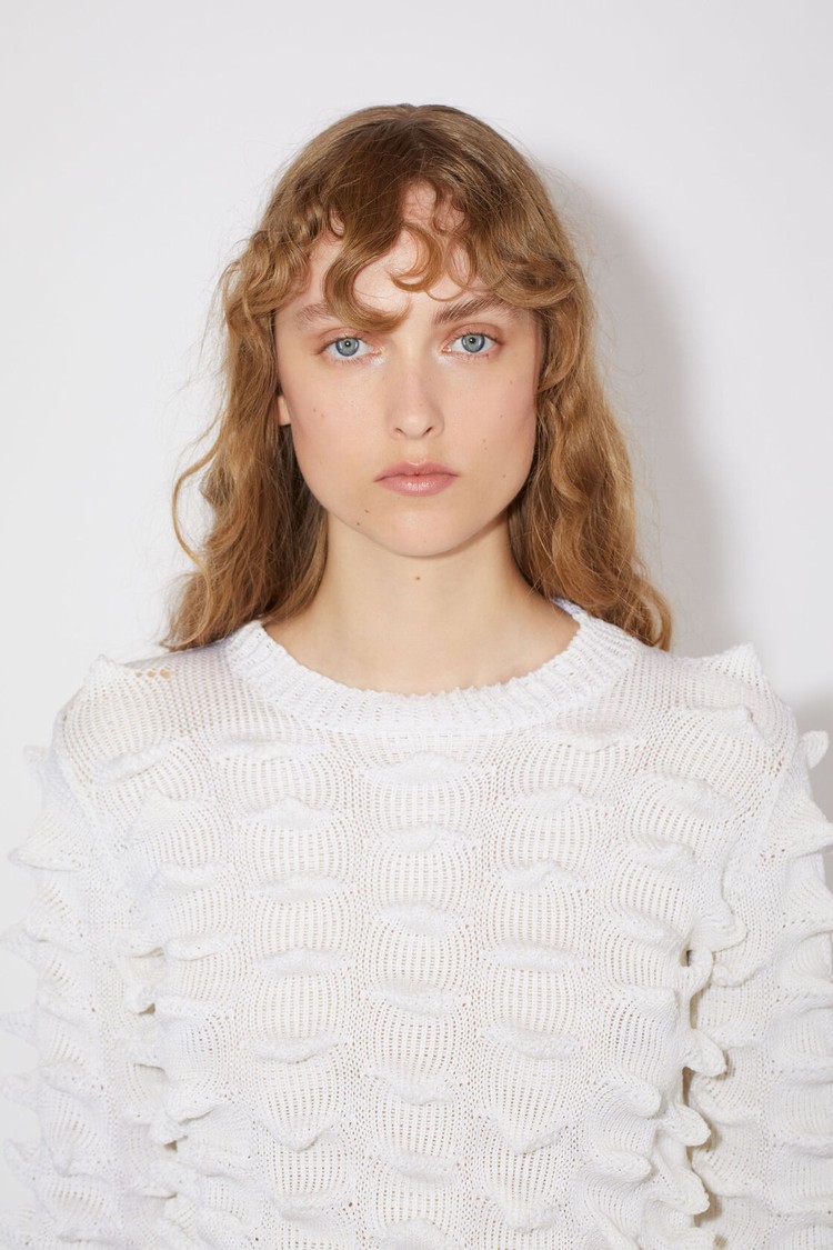 Cream / White Acne Studios Peak Stitch Jumper Women's Knitwear | BHNU-98476