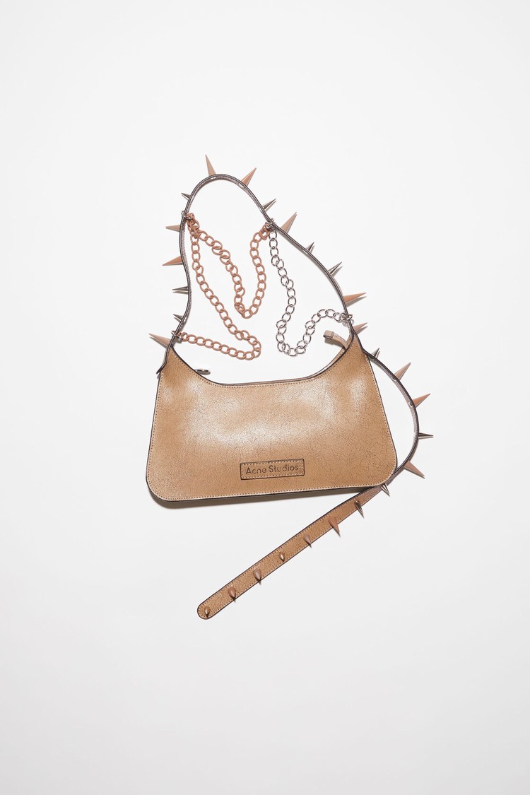 Dark Beige Acne Studios Platt Spike Mini Shoulder Bag | HRMQ-06317