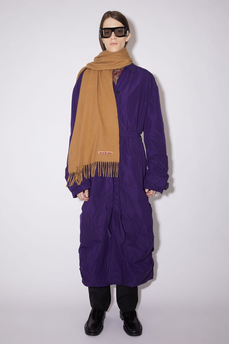 Dark Brown Acne Studios Cashmere Fringe - Narrow Scarf | JDZC-57138