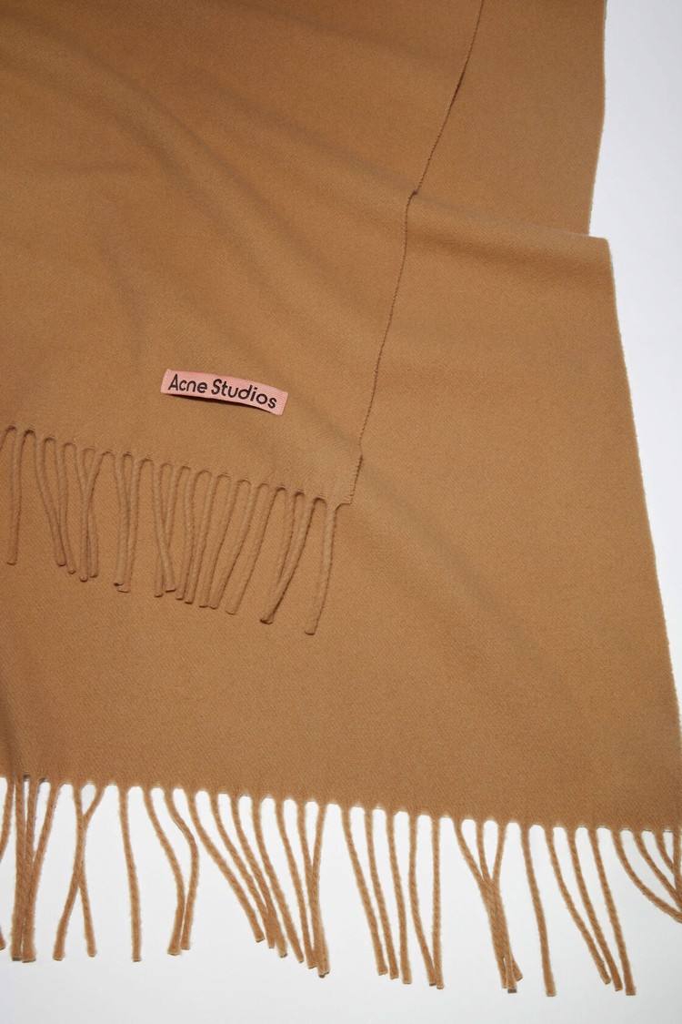 Dark Brown Acne Studios Fringe Wool - Oversized Scarf | DGXT-42138