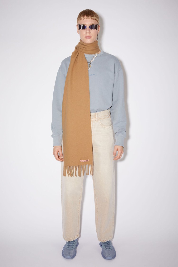 Dark Brown Acne Studios Fringe Wool - Skinny Scarf | RSAL-80193