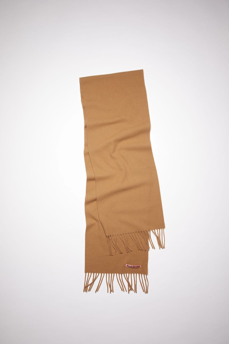 Dark Brown Acne Studios Fringe Wool - Skinny Scarf | RSAL-80193