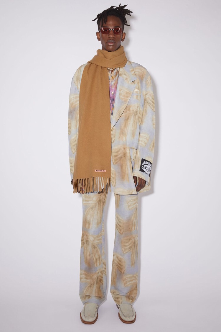 Dark Brown Acne Studios Fringe Wool - Skinny Scarf | VXTJ-18674