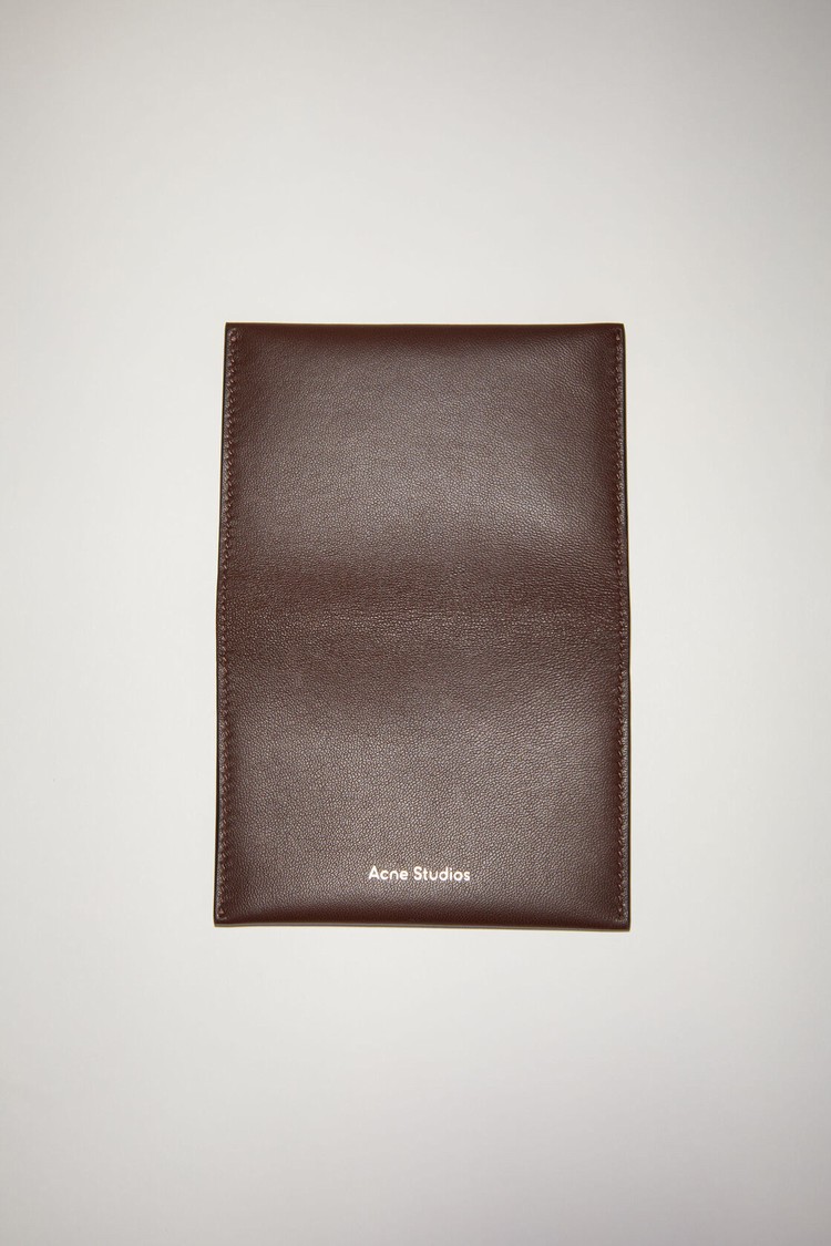 Dark Brown Acne Studios Leather Card Case | RFIK-93584