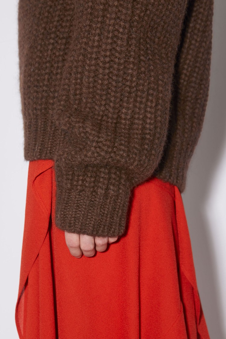 Dark Brown Acne Studios Wool Blend Jumper Women's Knitwear | CXZS-89567