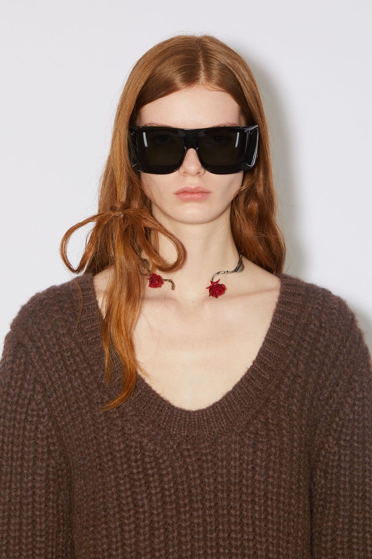 Dark Brown Acne Studios Wool Blend Jumper Women's Knitwear | CXZS-89567