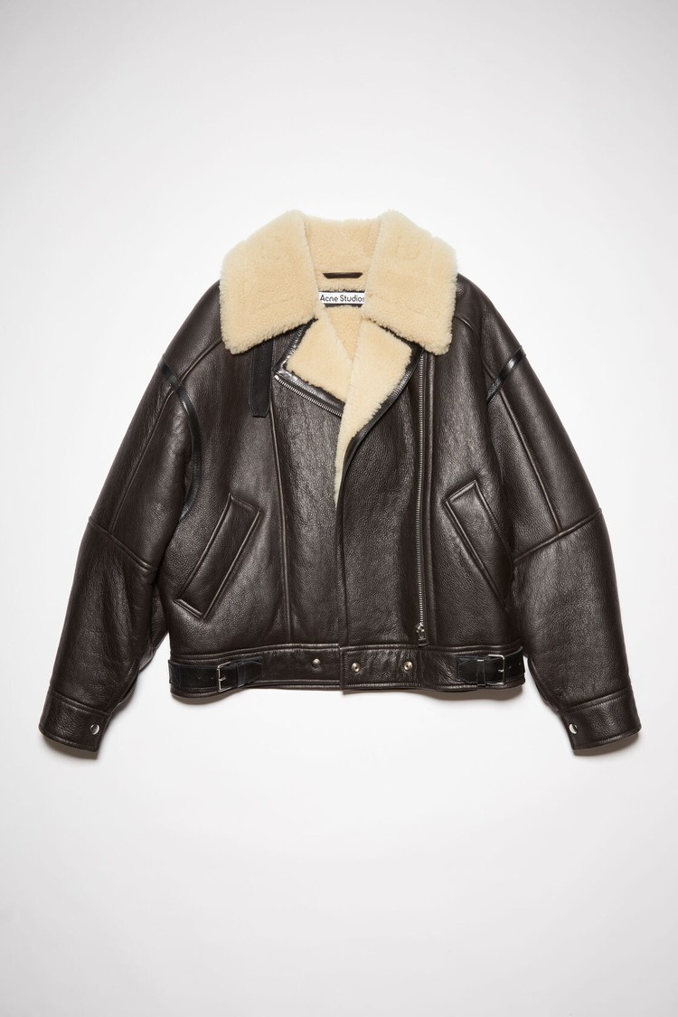 Dark Brown / Beige Acne Studios Shearling Women's Jackets | GIKV-27018