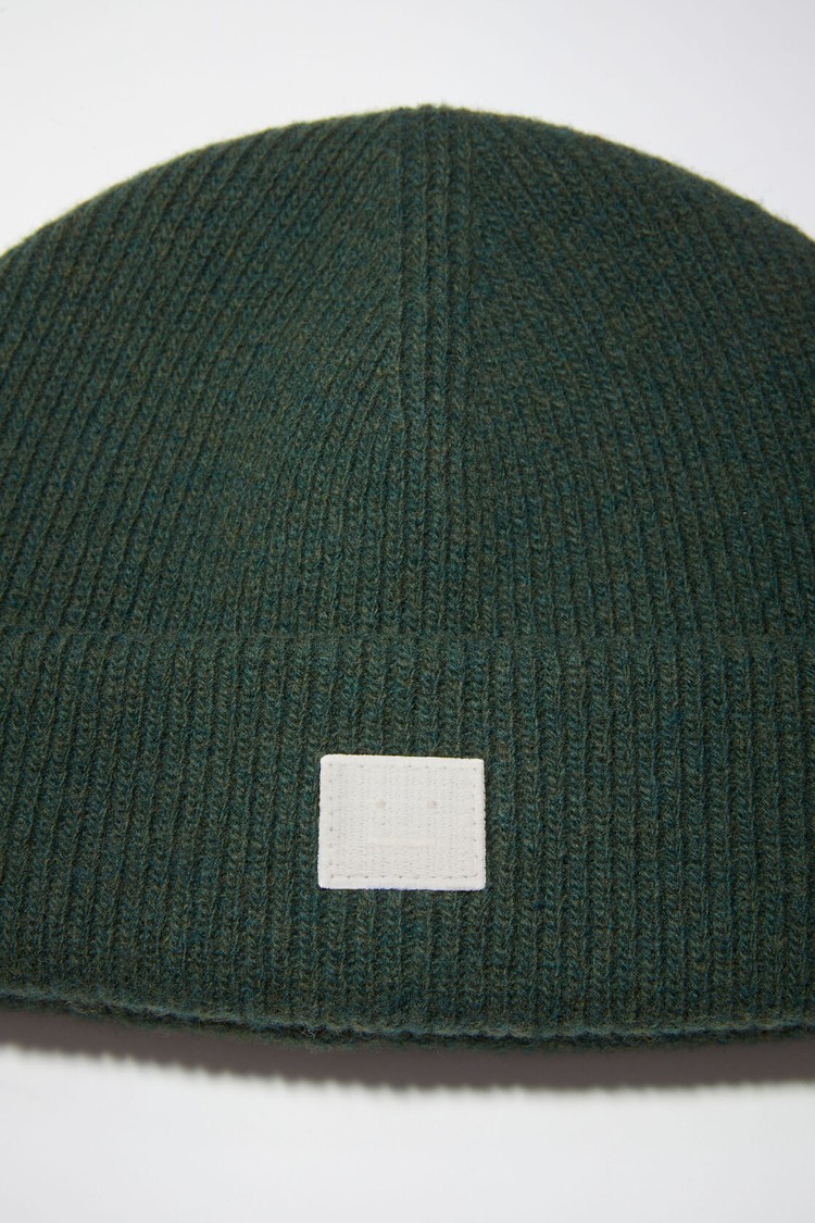 Dark Green Acne Studios Small Face Logo Beanie | JOCT-27681