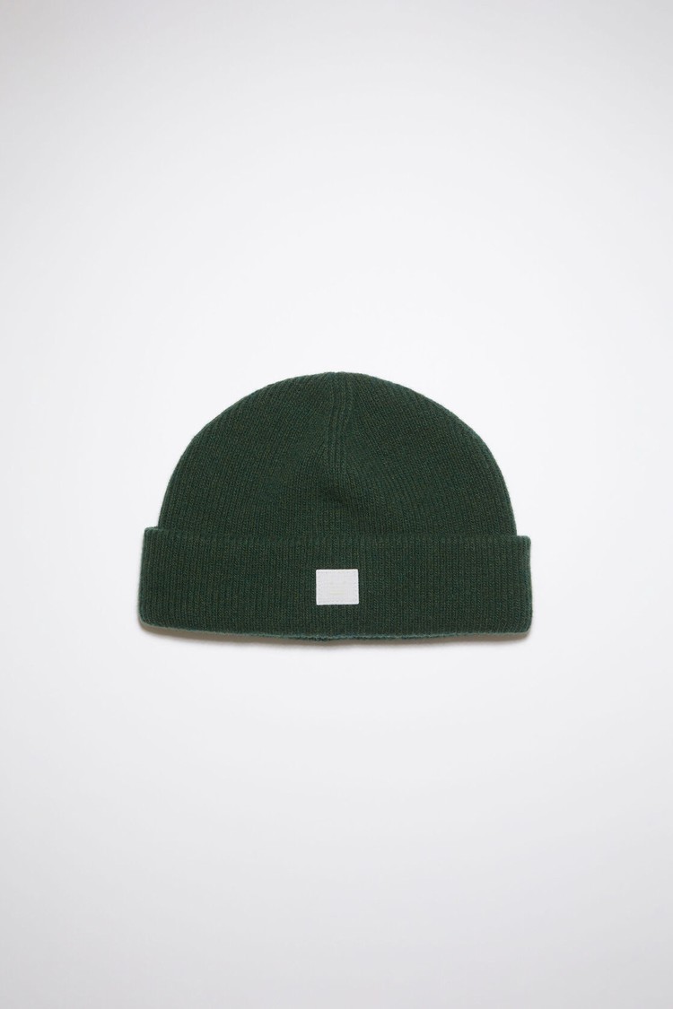 Dark Green Acne Studios Small Face Logo Beanie | JOCT-27681