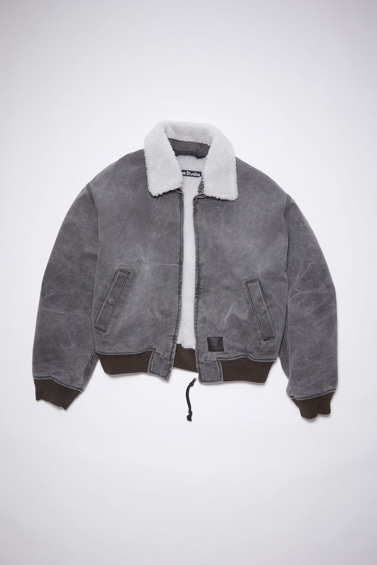 Dark Grey Acne Studios Cotton Canvas Bomber Men's Jackets | OTWS-39125