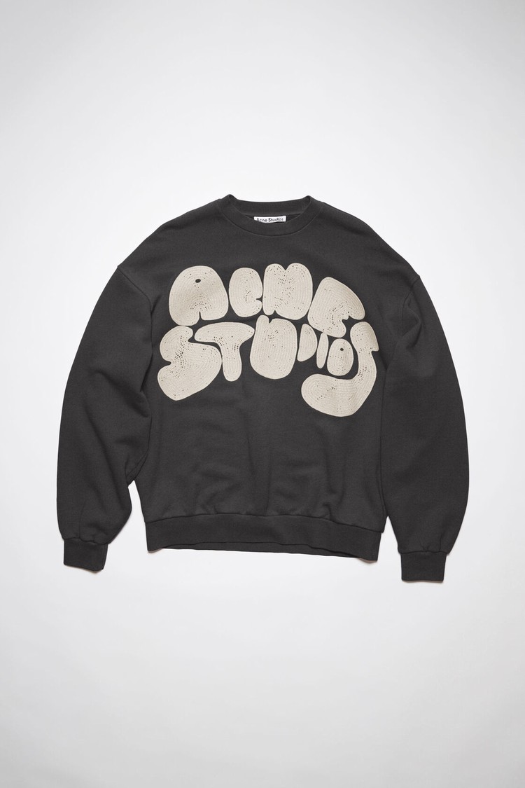 Dark Grey Acne Studios Crew Neck Bubble Logo Men's Sweatshirts | NETL-28906