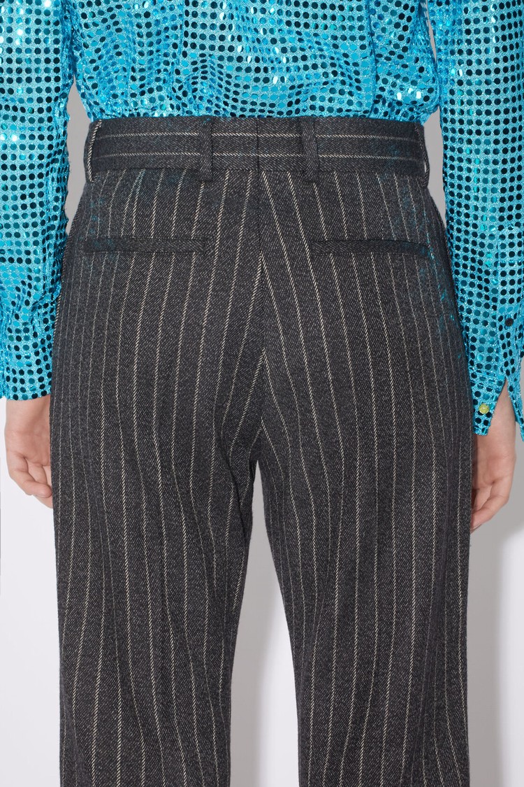 Dark Grey Acne Studios Pinstripes Wool-blend Tailored Men's Trousers | AKRD-68194