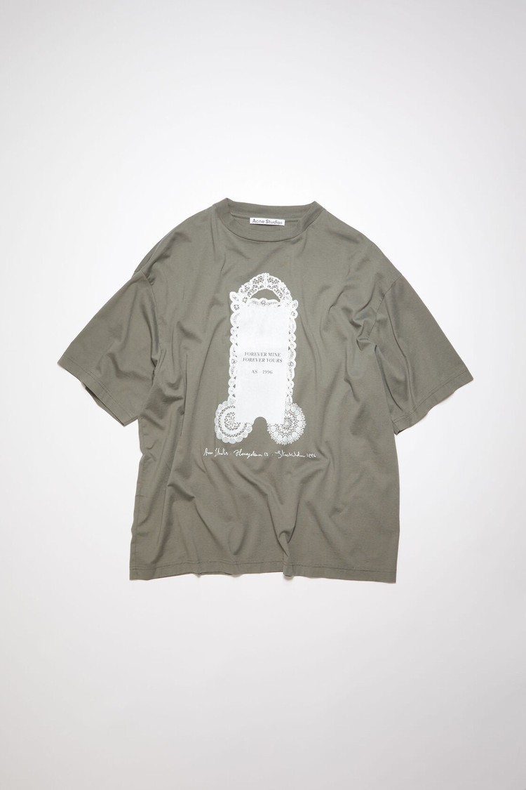 Dark Grey Acne Studios Printed Men's T Shirts | SANE-27563