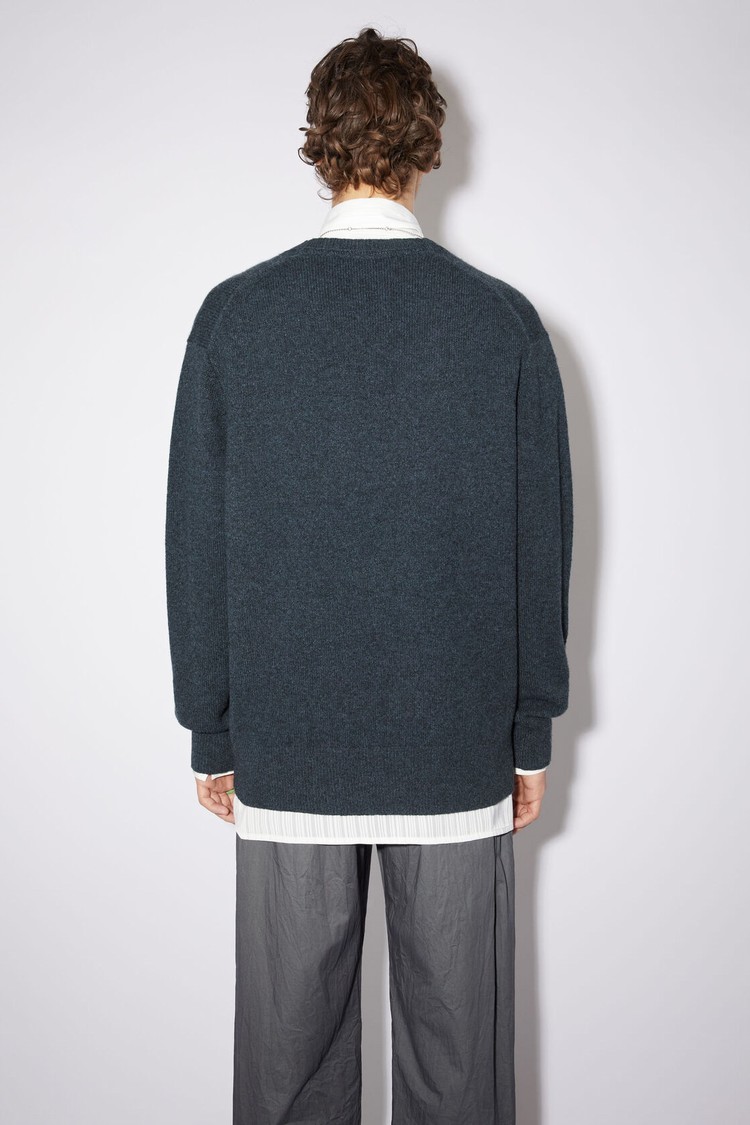 Dark Grey Acne Studios V-neck Wool Cashmere Jumper Men's Knitwear | ZEVS-75298