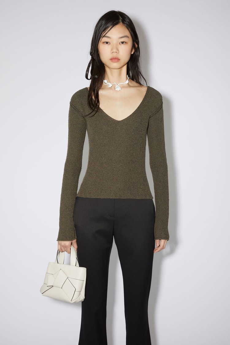 Dark Khaki / Green Acne Studios Knit Jumper Women\'s Knitwear | KBLA-97086