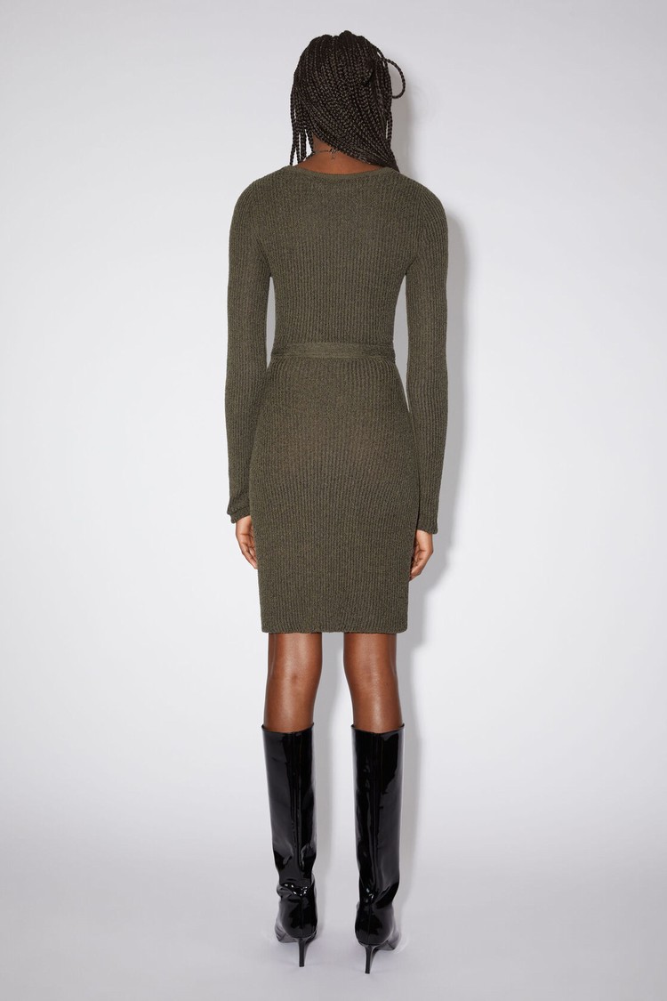 Dark Khaki / Green Acne Studios Ribbed Knit Women's Dress | DTAR-31570