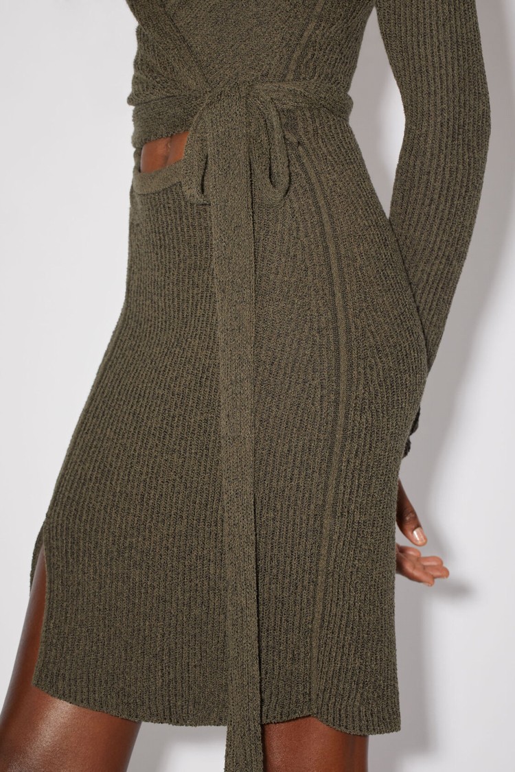 Dark Khaki / Green Acne Studios Ribbed Knit Women's Dress | DTAR-31570