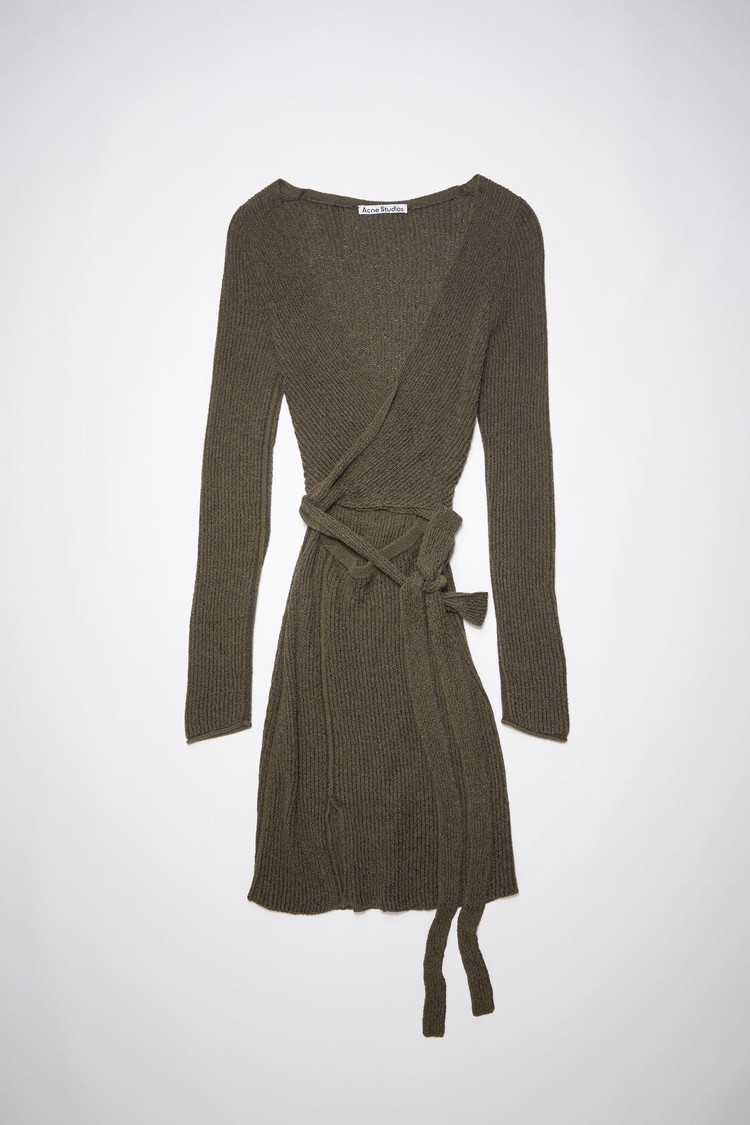 Dark Khaki / Green Acne Studios Ribbed Knit Women's Dress | DTAR-31570