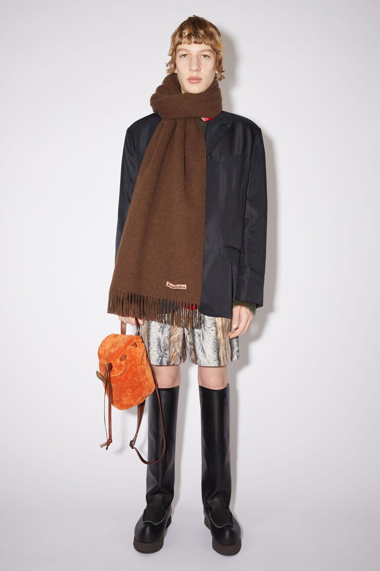 Dark Red Acne Studios Fringe Wool - Oversized Scarf | SZKN-08679