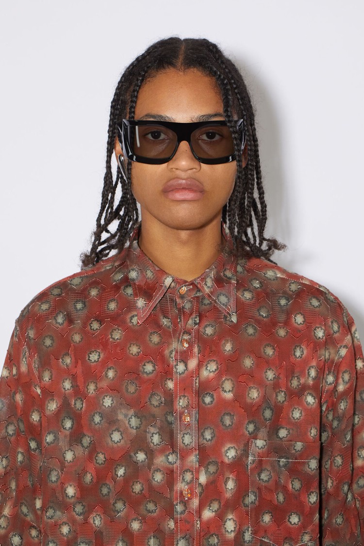 Dark Red / Grey Acne Studios Printed Button-up Men's Shirts | SEJN-39524