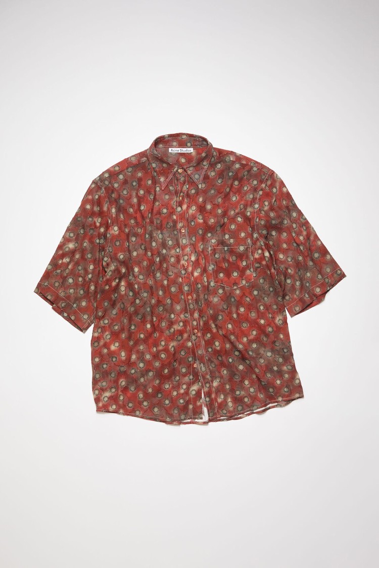 Dark Red / Grey Acne Studios Printed Button-up Men's Shirts | SEJN-39524