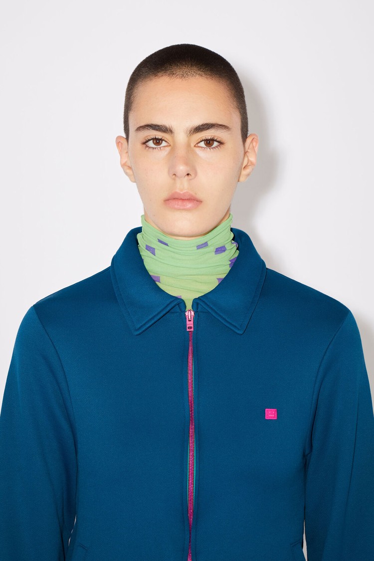 Deep Blue Acne Studios Tech Jersey Zippered Women's Sweatshirts | ZSPV-17069