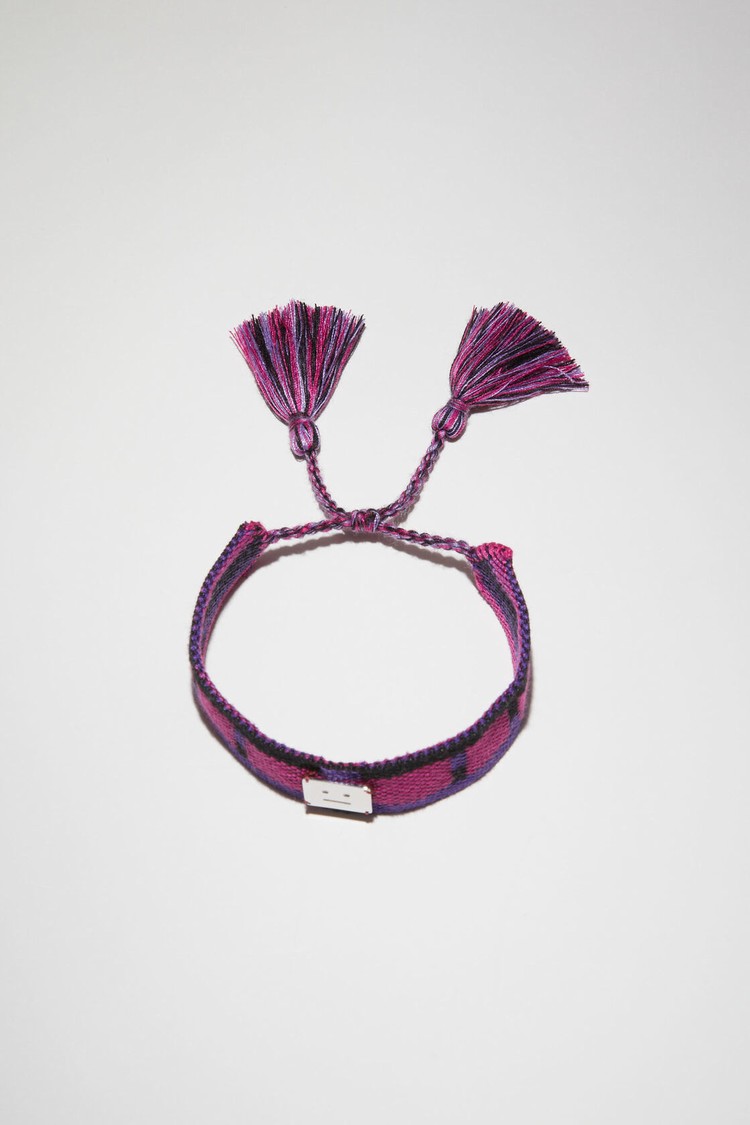 Fuchsia / Pink Acne Studios Face Logo Friendship Bracelet Jewellery | CUOV-32576