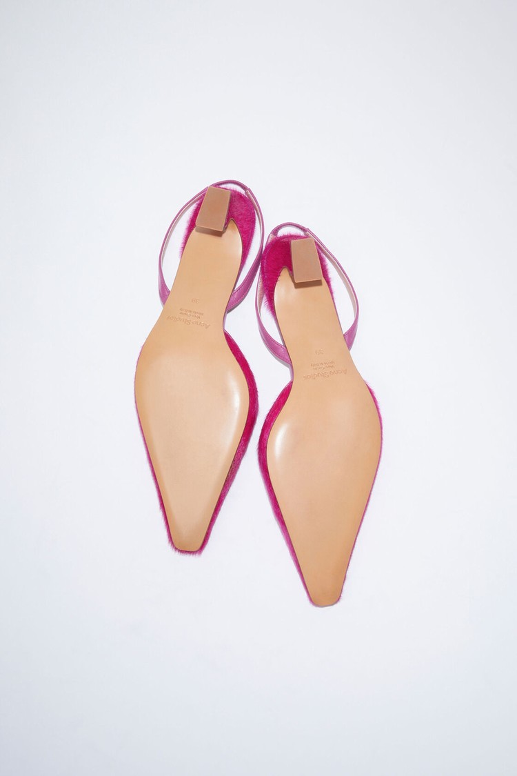 Fuchsia / Pink Acne Studios Hairy Leather Slingback Women's Pumps | GIMJ-64083