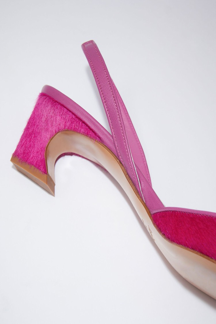 Fuchsia / Pink Acne Studios Hairy Leather Slingback Women's Pumps | GIMJ-64083