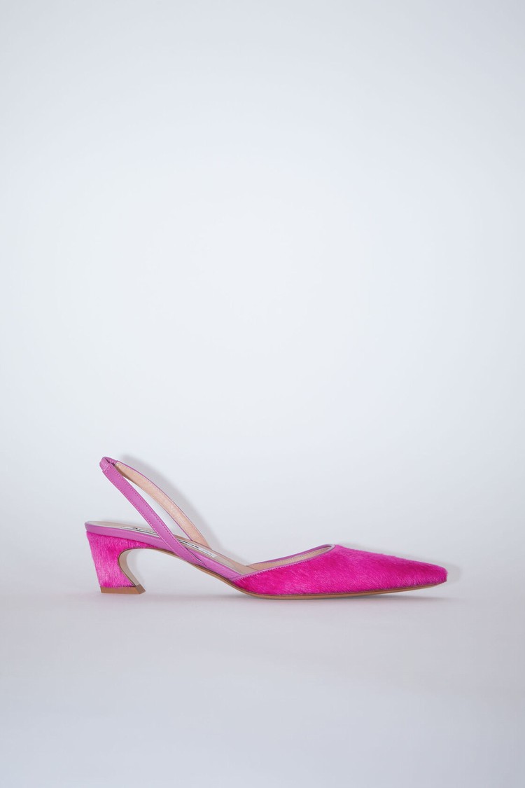 Fuchsia / Pink Acne Studios Hairy Leather Slingback Women\'s Pumps | GIMJ-64083