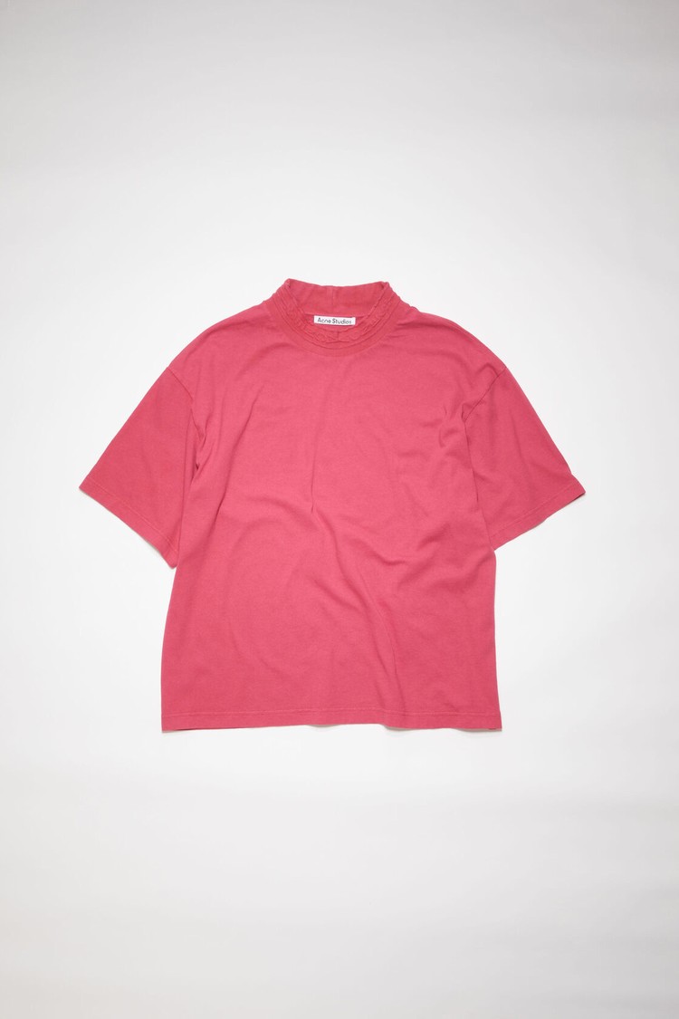 Fuchsia / Pink Acne Studios Logo Tape Women's T Shirts | NMQB-67832