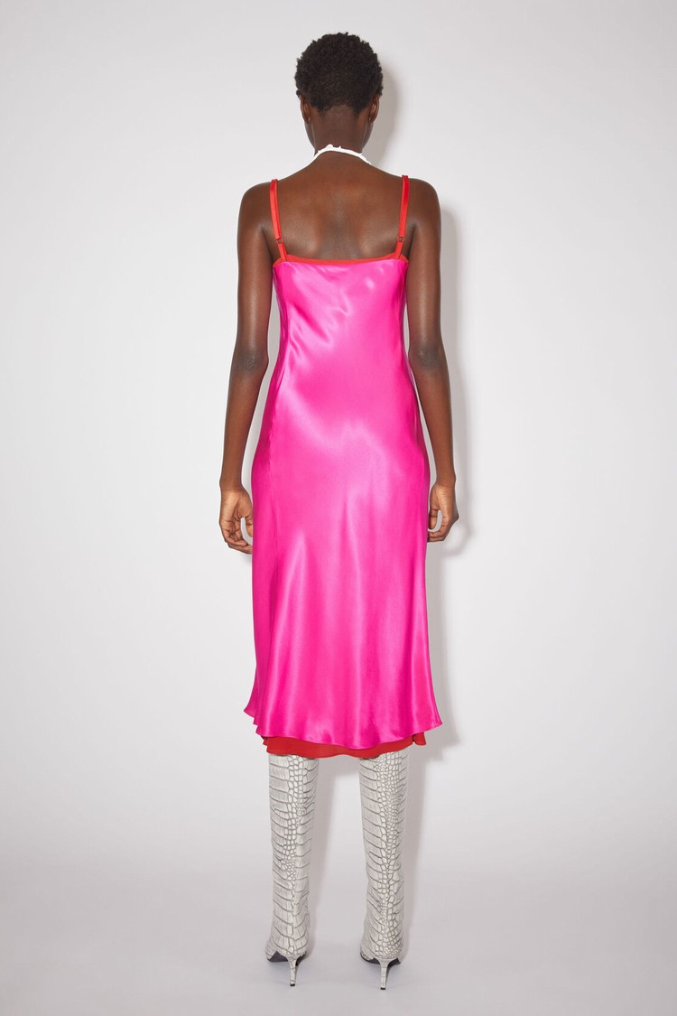 Fuchsia / Pink Acne Studios Satin Slip Women's Dress | YJOZ-25619