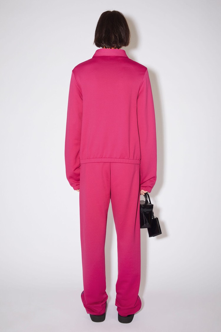 Fuchsia / Pink Acne Studios Tech Jersey Zippered Men's Sweatshirts | LCUO-74019