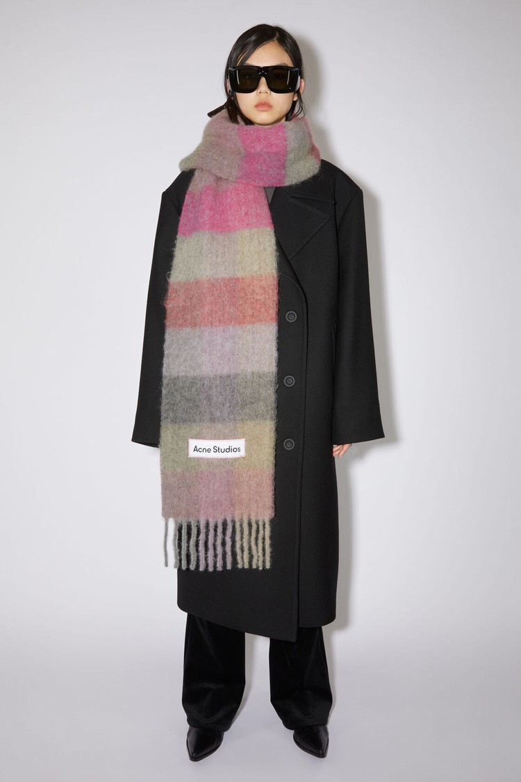 Fuchsia / Purple / Pink Acne Studios Mohair Checked Scarf | ZSBF-34507