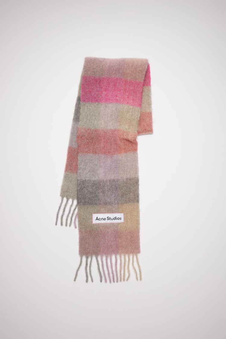 Fuchsia / Purple / Pink Acne Studios Mohair Checked Scarf | ZSBF-34507