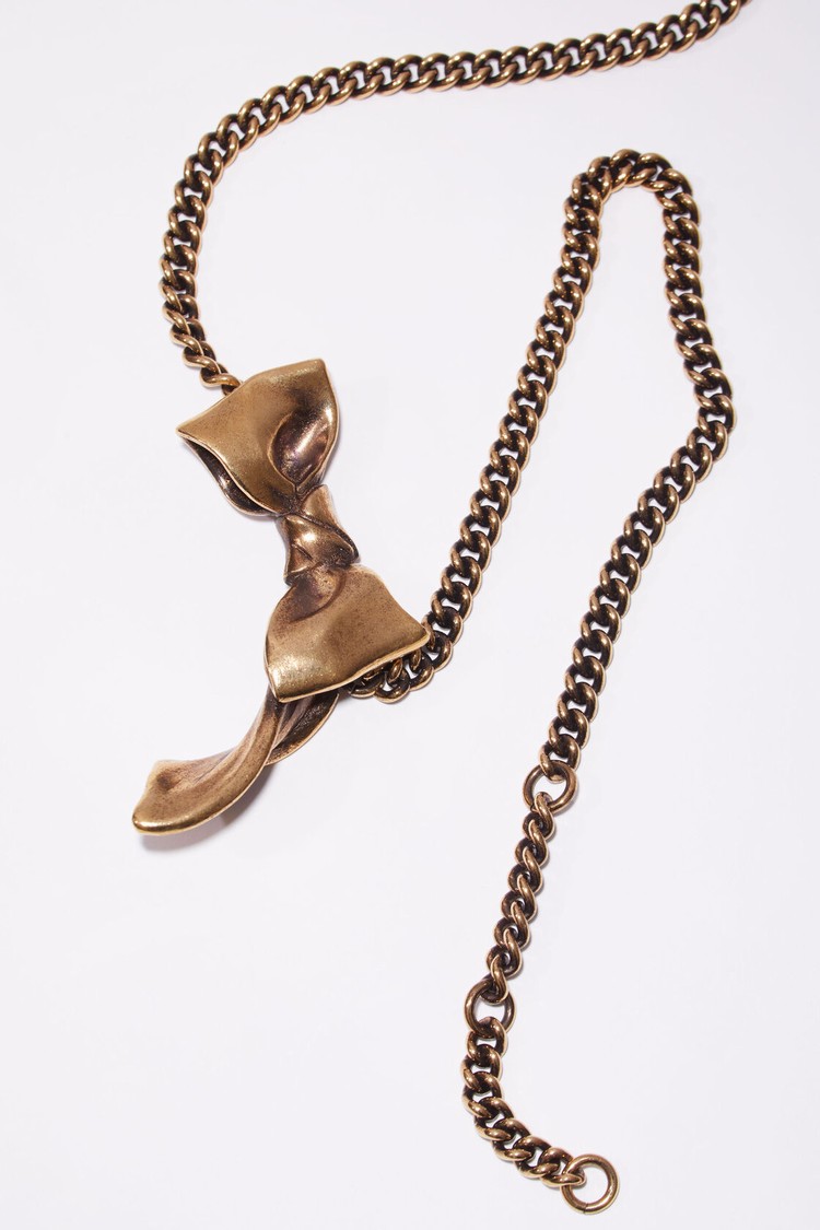 Gold Acne Studios Bow Necklace Jewellery | EHUR-05712