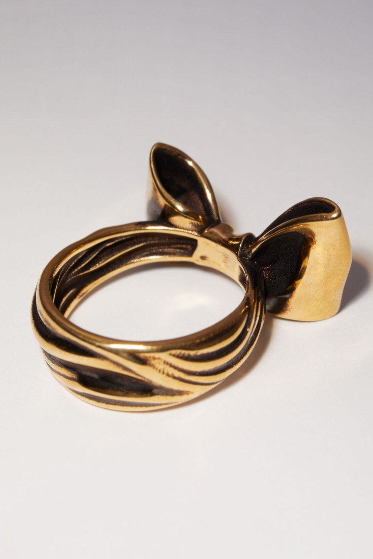 Gold Acne Studios Bow Ring Jewellery | PXAC-03857