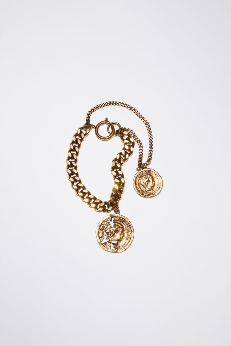 Gold Acne Studios Coin Charm Bracelet Jewellery | RZSE-78915