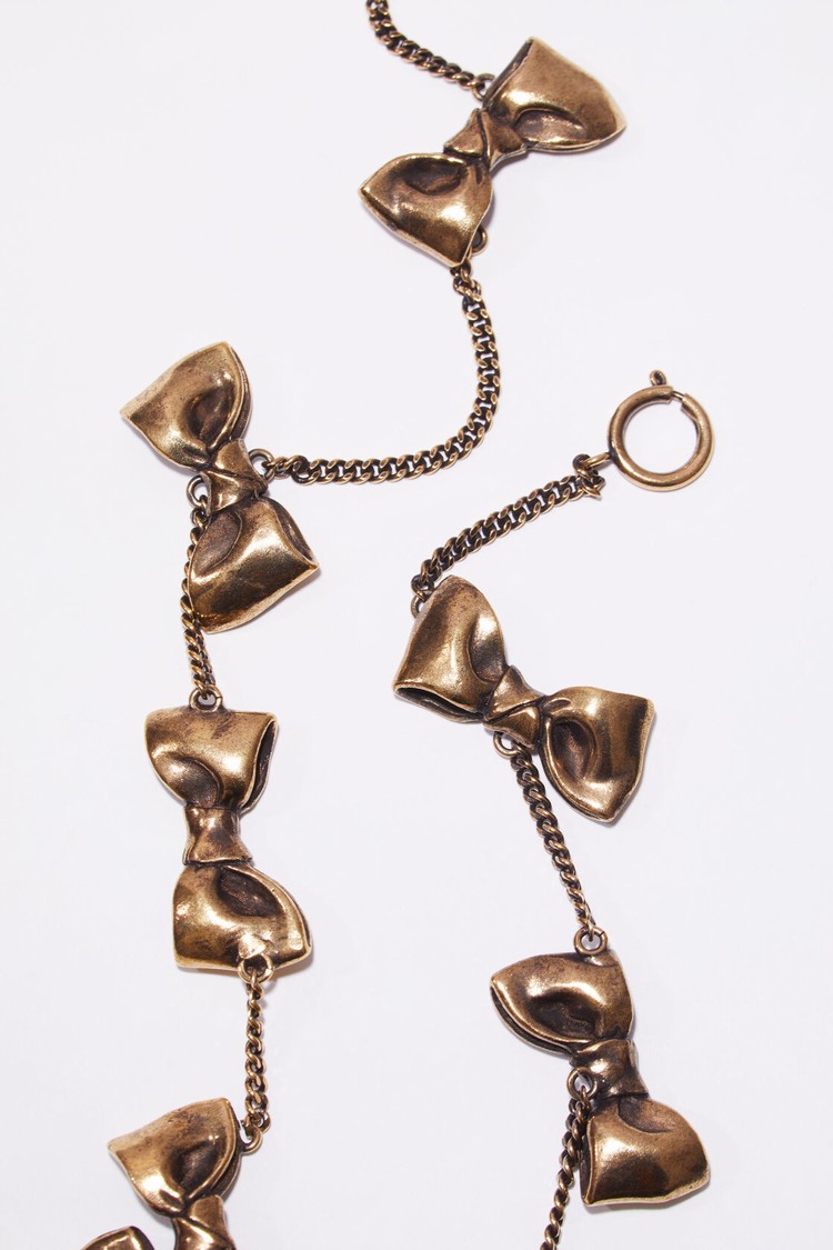 Gold Acne Studios Multi Bow Necklace Jewellery | OLJD-03754