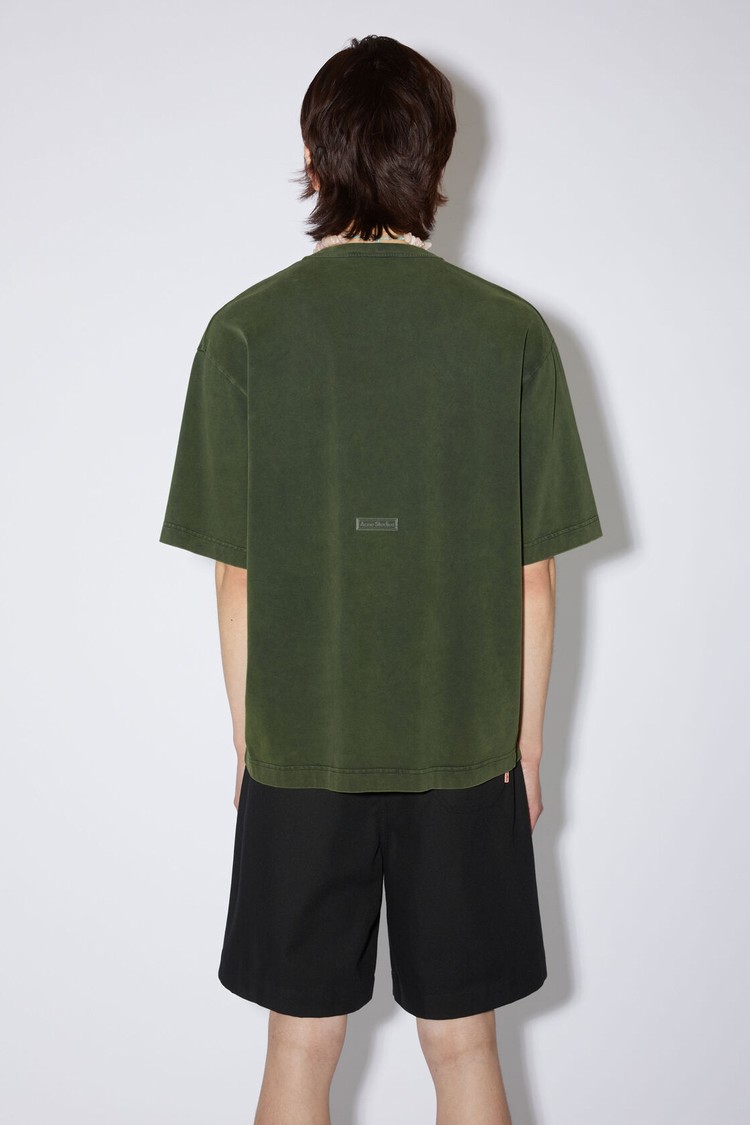 Green Acne Studios Crew Neck Men's T Shirts | ERSU-02135