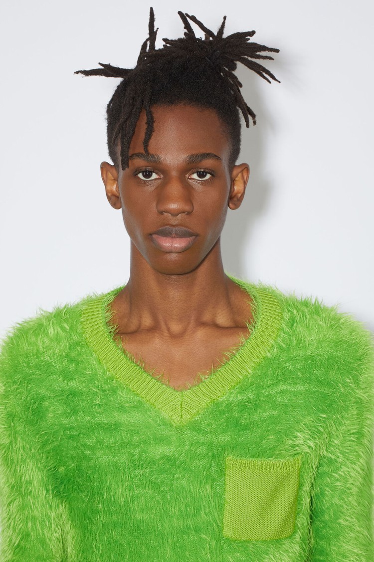 Green Acne Studios Fluffy V-neck Jumper Men's Knitwear | UKTN-98564